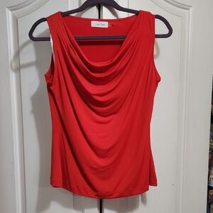 Calvin Klein Suiting, Red Draped Blouse Petite M